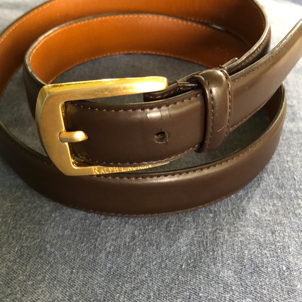 COPY - Ralph Lauren Belt M Italian Leather Brass Buckle. Shows a little wear.